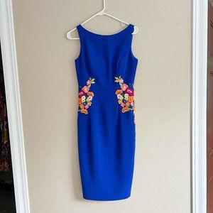 Chi Chi London Cheerily Beloved blue sheath floral embroidered dress